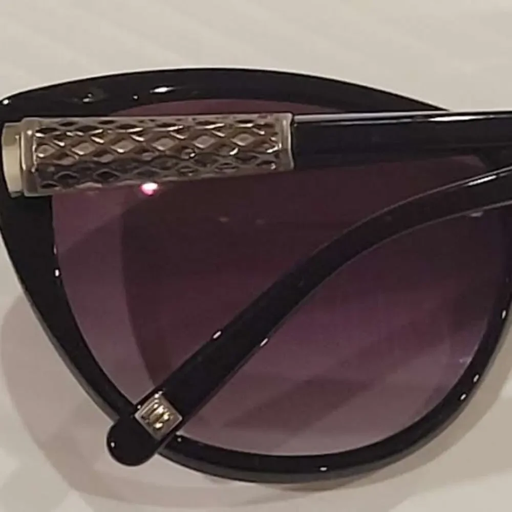 Cinzia Sunglasses Co Star Col.01 Black Silver Cat Eye Frames  Purple Lenses